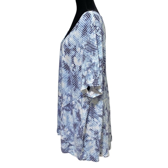 Pure Jill Tie Dye Linen Blend Scoop Neck Top Blue White Size 4X - Picture 3 of 8